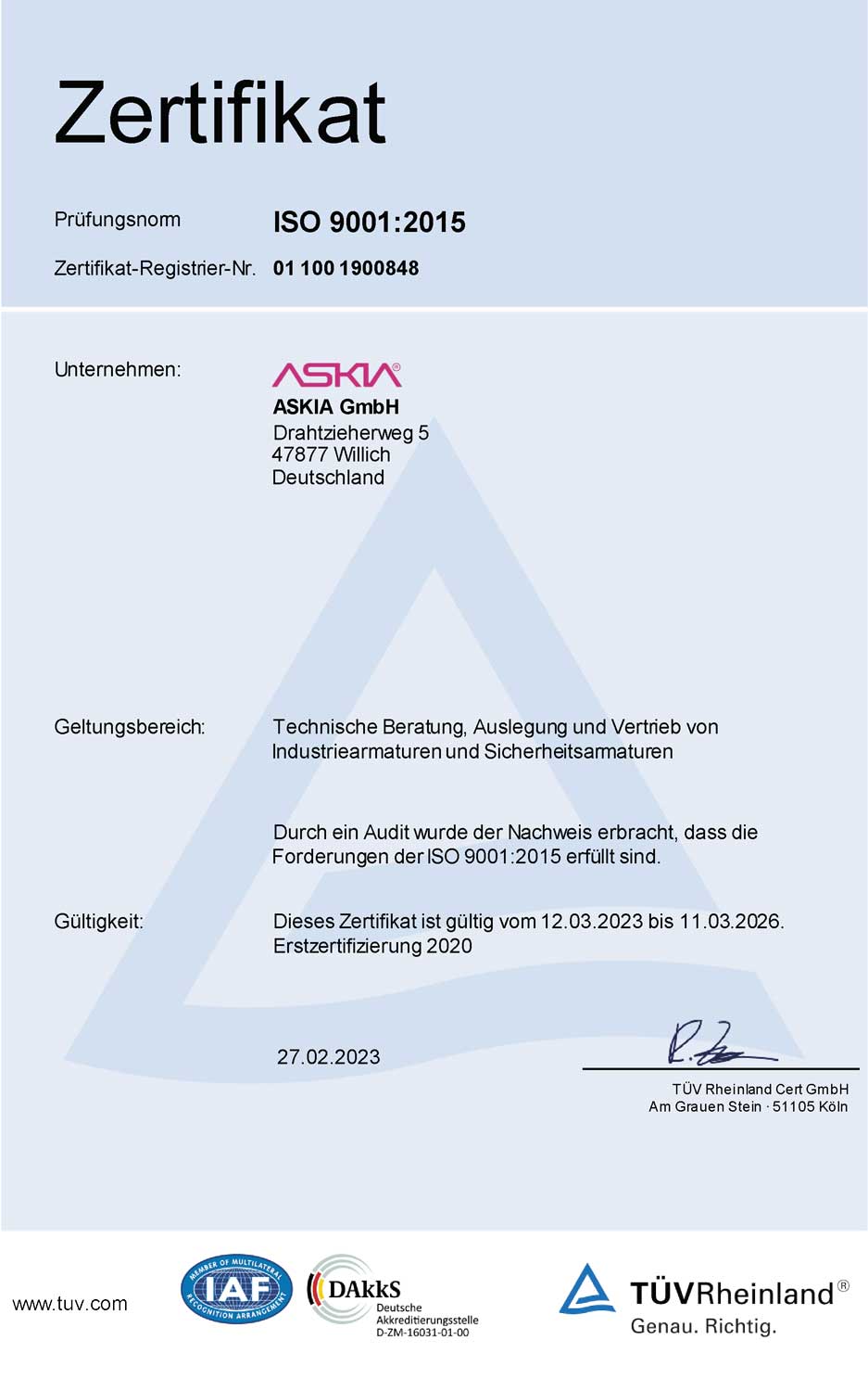 Zertifiziert gemäß ISO 9001:2015 DE